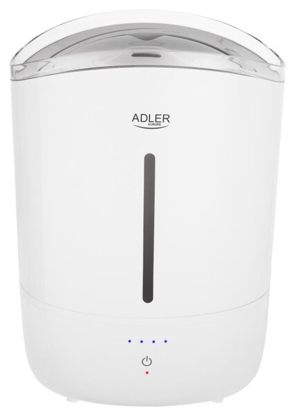 Овлажнител за въздух Adler AD 7971, 30W, До 20м2, 5 литра, 150-300 мл/час, Ултразвук, До 50 часа с едно пълнене, Бял