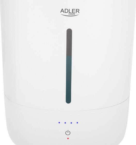 Овлажнител за въздух Adler AD 7971, 30W, До 20м2, 5 литра, 150-300 мл/час, Ултразвук, До 50 часа с едно пълнене, Бял
