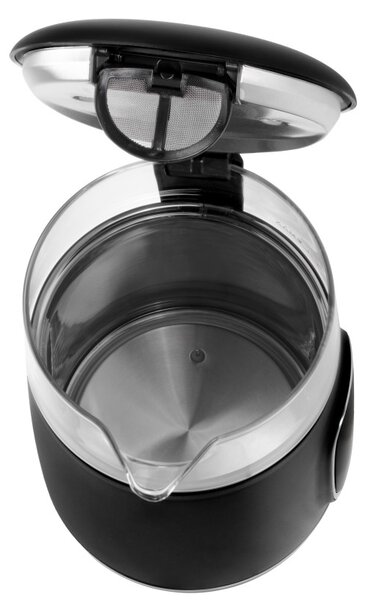 Електрическа кана Adler AD 1305 BS, 1850/2200 W, 1.7 л, Сензорен контрол, Цветен LCD дисплей, Пет температурни настройки 40-100°C, Филтър против утаяване, Черен/сив