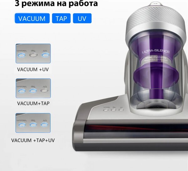 Прахосмукачка против акари JIMMY JV35, 700W, 16 000 Pa, Функция Тупане, Стерилизация чрез нагряване, 6 степенна филтрация, Сив