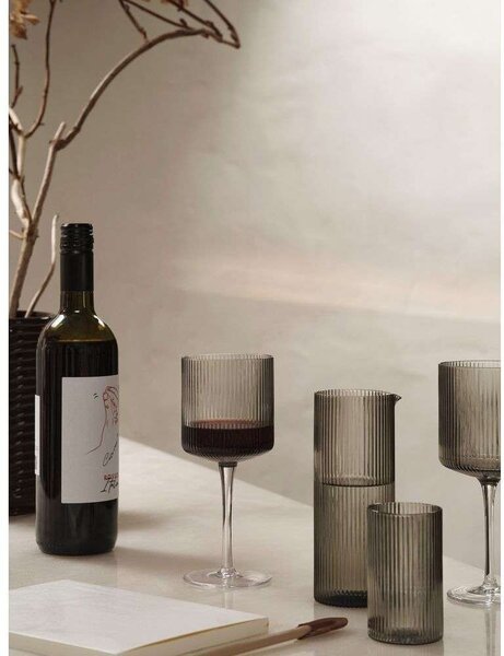 Ferm LIVING - Ripple Червено Wine Glasses Set of 2 Smoked Сив ferm LIVING