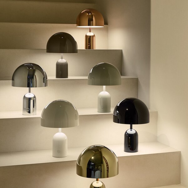 Tom Dixon акумулаторна настолна лампа BELL PORTABLE, черна, 28 cm IP44, Затъмняване, Черен, Дневна/трапезария, Пластмаса, Дизайн