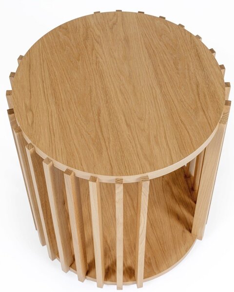 Масичка за кафе от дъб с барабан, ø 53 cm - Woodman