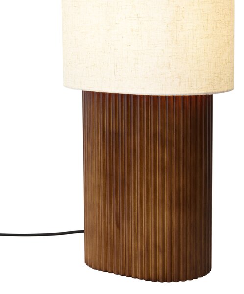 Japandi vloerlamp walnoot hout met stoffen kap 90cm - Lamel