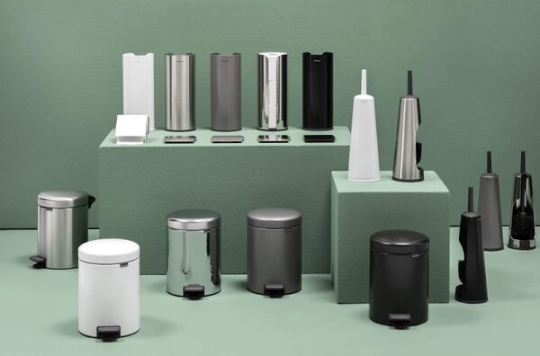 Кош за боклук с педал Brabantia NewIcon 649012, 5 л, Плавно затваряне, Противоплъзгаща основа, Сив