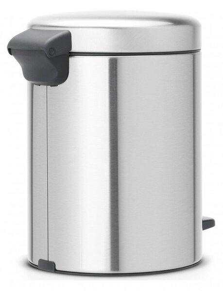 Кош за боклук с педал Brabantia NewIcon 649016, 5 л, Плавно затваряне, Противоплъзгаща основа, Устойчив на пръстови отпечатъци, Инокс/Мат