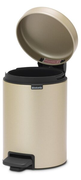 Кош за боклук с педал Brabantia NewIcon 1003195, 3 л, Плавно затваряне, Противоплъзгаща основа, Златен металик