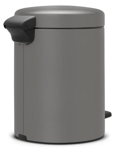 Кош за боклук с педал Brabantia NewIcon 1001097, 5 л, Плавно затваряне, Противоплъзгаща основа, Минерално покритие, Сив