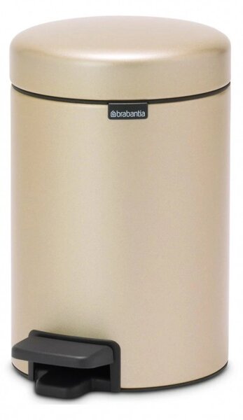 Кош за боклук с педал Brabantia NewIcon 1003195, 3 л, Плавно затваряне, Противоплъзгаща основа, Златен металик