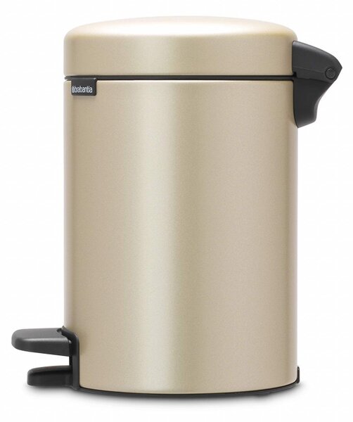 Кош за боклук с педал Brabantia NewIcon 1003195, 3 л, Плавно затваряне, Противоплъзгаща основа, Златен металик