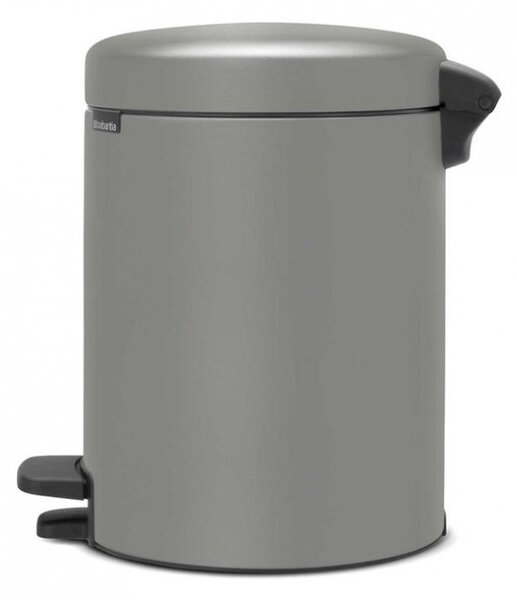 Кош за боклук с педал Brabantia NewIcon 1001097, 5 л, Плавно затваряне, Противоплъзгаща основа, Минерално покритие, Сив