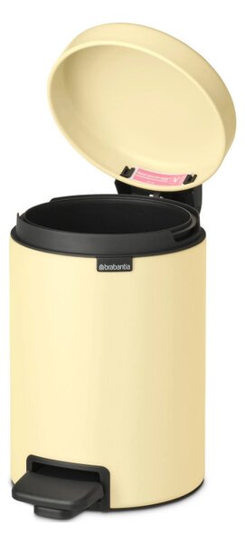 Кош за боклук с педал Brabantia NewIcon 1008836, 3 л, Плавно затваряне, Противоплъзгаща основа, Жълт