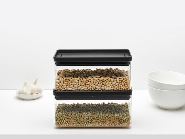 Кутия за съхранение Brabantia Tasty+ Stackable 1008873, 1.5 л, Силиконово уплътнение, Без BPA, Тъмносив