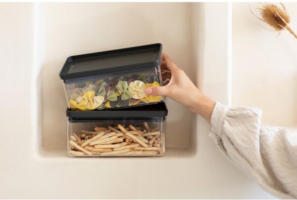 Кутия за съхранение Brabantia Tasty+ Stackable 1008873, 1.5 л, Силиконово уплътнение, Без BPA, Тъмносив