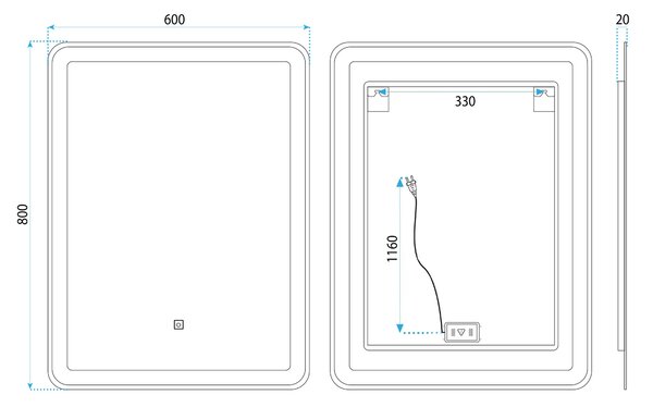 Огледало LED 60x80cm SAB-3451