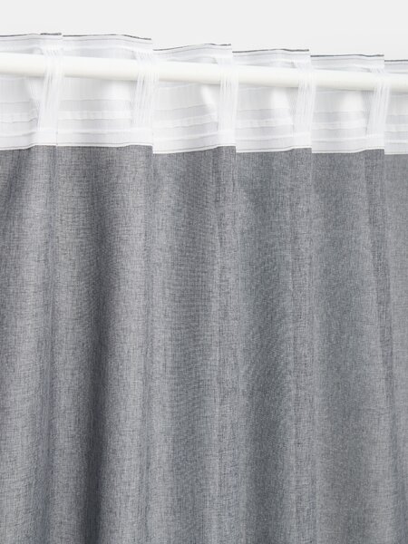 Sinsay - Полузатъмняващи завеси с изпран ефект и перделъчна лента 2 pack - тъмносиво