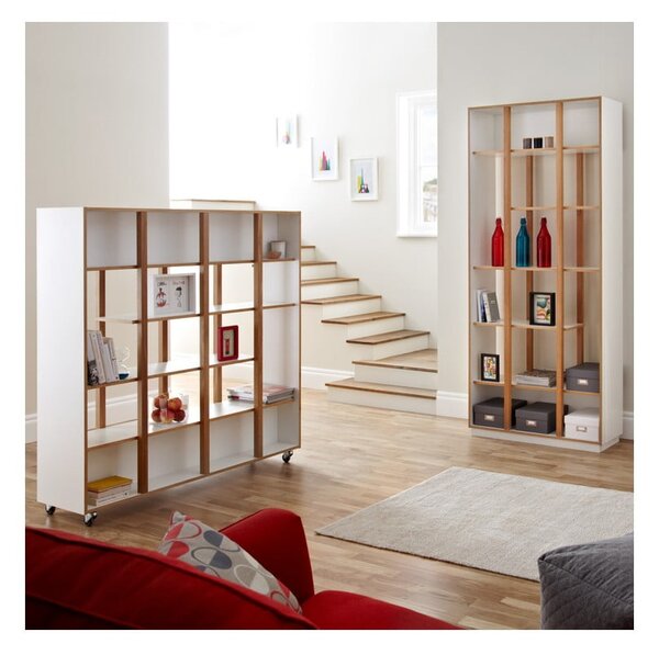 Бяла етажерка за книги от дъб 90x210 cm Newbury - Woodman