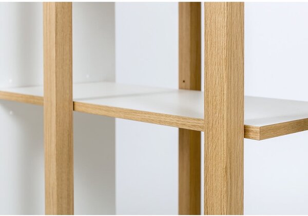 Бяла етажерка за книги от дъб 90x210 cm Newbury - Woodman