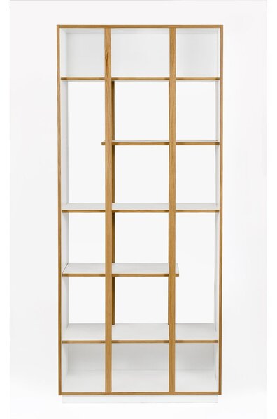 Бяла етажерка за книги от дъб 90x210 cm Newbury - Woodman