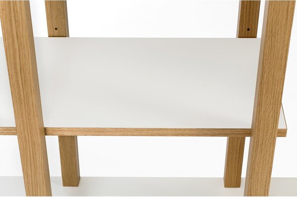 Бяла етажерка за книги от дъб 90x210 cm Newbury - Woodman