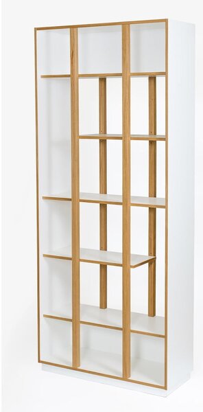 Бяла етажерка за книги от дъб 90x210 cm Newbury - Woodman