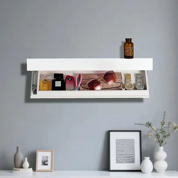 Floatshelf™ стенен рафт със скрито отделение (53 X 17,5 X 5 Cm), Черен