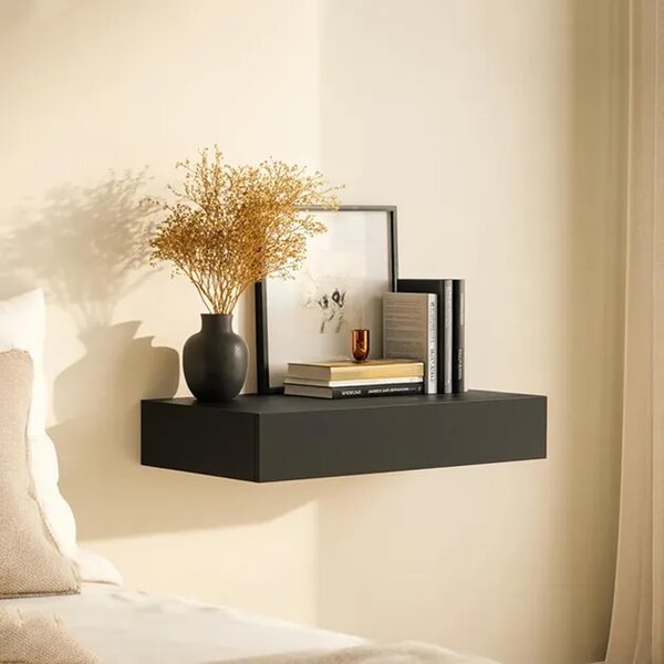 Floatshelf™ стенен рафт със скрито отделение (53 X 17,5 X 5 Cm), Черен
