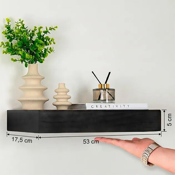 Floatshelf™ стенен рафт със скрито отделение (53 X 17,5 X 5 Cm), Черен