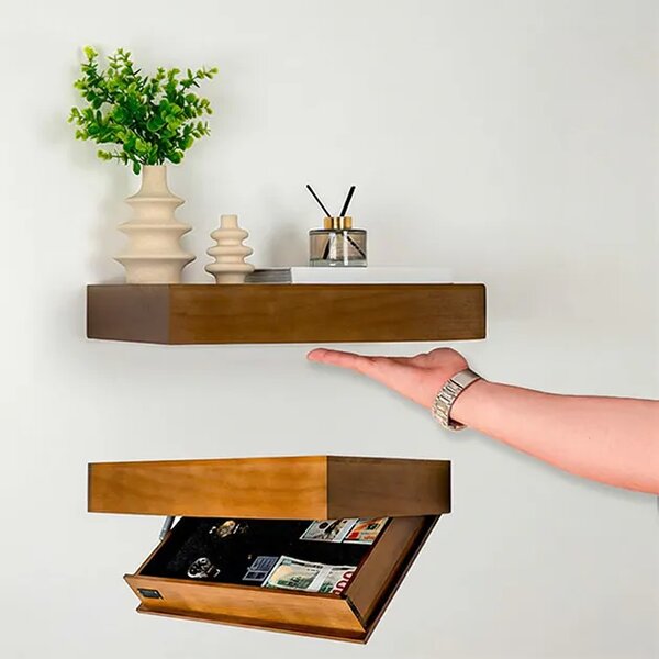 Floatshelf™ стенен рафт със скрито отделение (53 X 17,5 X 5 Cm), Черен