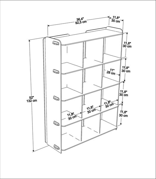 Етажерка за книги с дъбов декор в естествен цвят 92,5x132 cm Zimba - Kalune Design