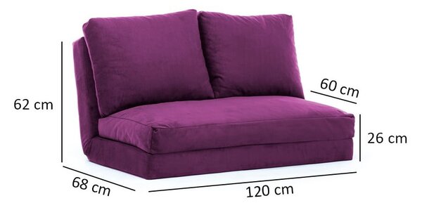 Лилав разтегателен диван 120 cm Taida – Balcab Home