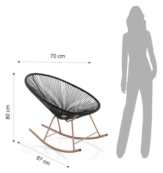 Черен люлеещ се стол, подходящ за употреба на открито Numana - Tomasucci