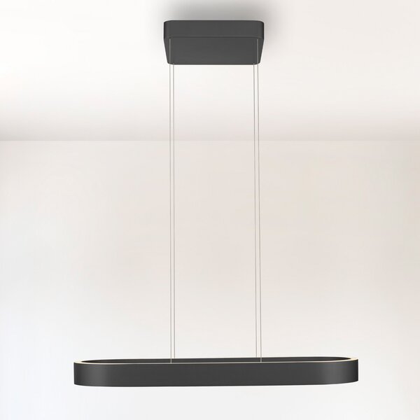 Paul Neuhaus LED висяща лампа Q-Stretto, черна, 86,8 cm, Затъмняване, Черен, Дневна/трапезария, Метал, Модерен