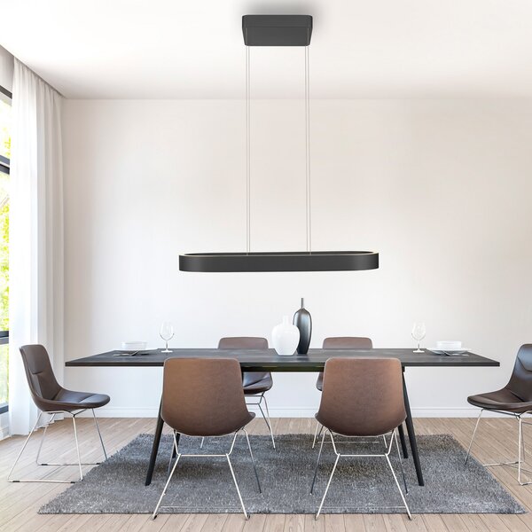 Paul Neuhaus LED висяща лампа Q-Stretto, черна, 86,8 cm, Затъмняване, Черен, Дневна/трапезария, Метал, Модерен
