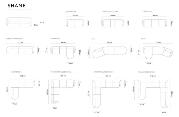 Черен диван 412 cm Shane - Micadoni Home