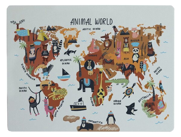 Подложка за маса , 55 x 35 cm Animals Worldmap - Really Nice Things