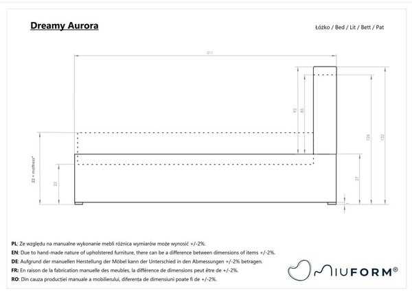 Синьо тапицирано единично легло с място за съхранение и решетка90x200 cm Dreamy Aurora - Miuform