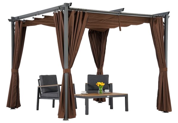 Кафява пергола La Palma 3x3m с пердета Garden Point