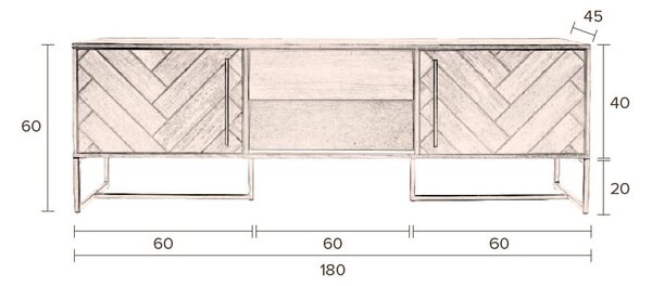 Масичка за телевизор от дъб 180x60 cm Class - Dutchbone