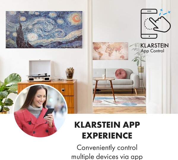 Klarstein Wonderwall Air Art Smart, инфрачервен нагревател, 120 х 60 см, 700 W, приложение, звезди