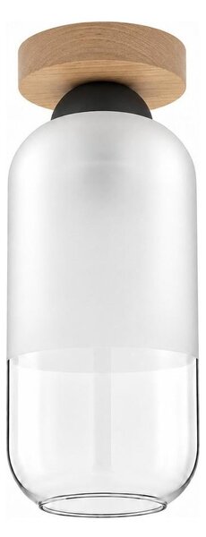BRILAGI - LED таванно осветително тяло RETRO GLASS 1xE27/60W/230V Ø 14 см дъб/бял