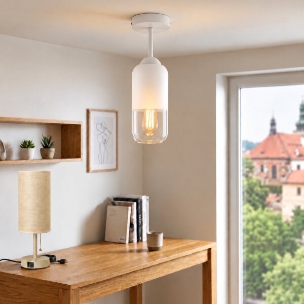 BRILAGI - LED полилей за повърхностен монтаж RETRO GLASS 1xE27/60W/230V Ø 14 см бял