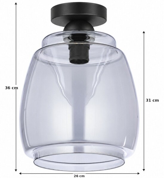 BRILAGI - LED плафон R GLASS 1xE27/60W/230V Ø 26 см черен/димно сив