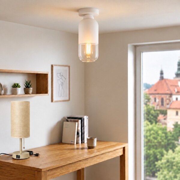 BRILAGI - LED таванно осветително тяло RETRO GLASS 1xE27/60W/230V Ø 14 cm бяло