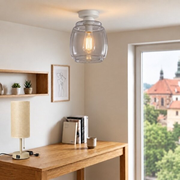 BRILAGI - LED таванно осветително тяло R GLASS 1xE27/60W/230V Ø 26 см бяло/димчато сиво