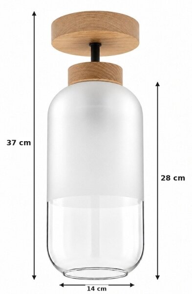 BRILAGI - LED повърхностно монтиран полилей RETRO GLASS 1xE27/60W/230V Ø 14 см дъб/бял