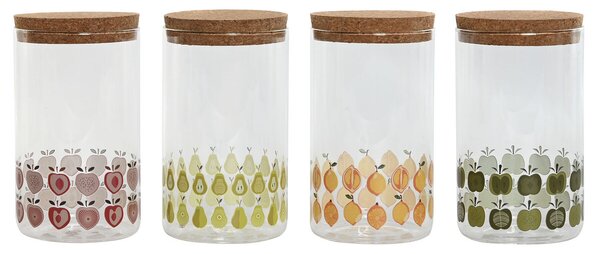 Лодка Home ESPRIT Жълт Зелен Естествен Kорк Силикон Боросиликатно Стъкло Shabby Chic 1 L (4 броя)