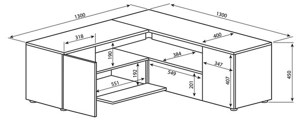 Масичка за телевизор с дъбов декор в черно и натурално 130x46 cm Angle - TemaHome