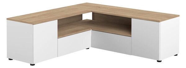 Масичка за телевизор с дъбов декор в естествено бяло 130x46 cm Angle - TemaHome