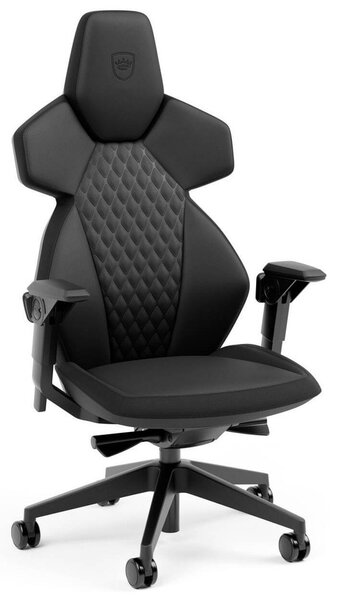 Геймърски стол noblechairs DAWN - Black, до 110kg, изкуствена Faux Leather кожа, газов амортисьор, коригиране височина, лумбална опора, пластмасова база, черен